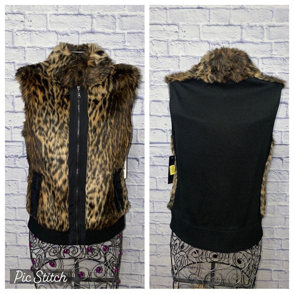 T Tahari livia leopard print vest Nwt